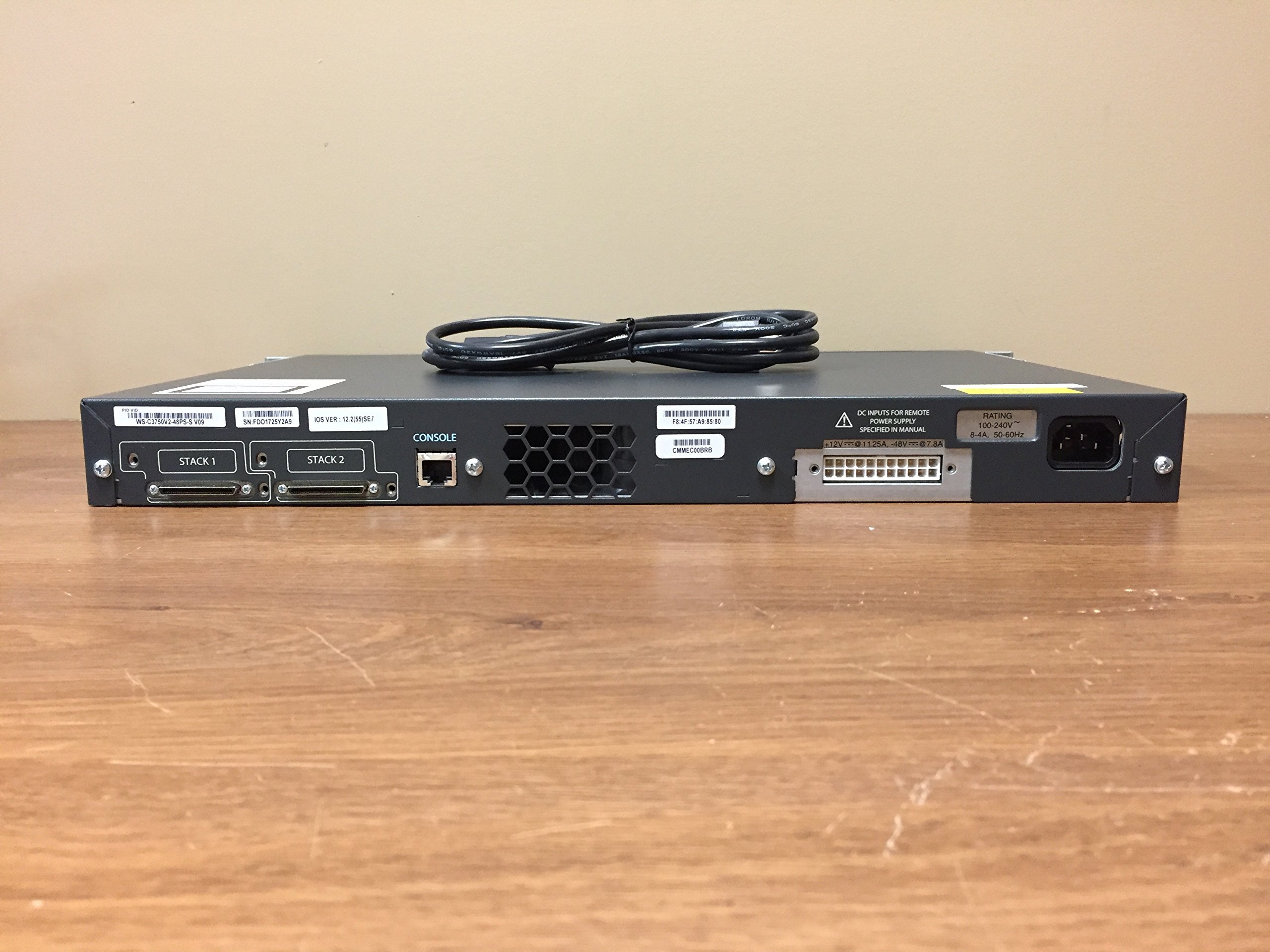Cisco WS-C3750V2-48PS-S Catalyst 3750V2 48-Port Gigabit PoE Switch | 370W Power Over Ethernet | Layer 3 Managed Network Switch | Refurbished & Tested | Ideal for Office, Data Center & Enterprise Networking