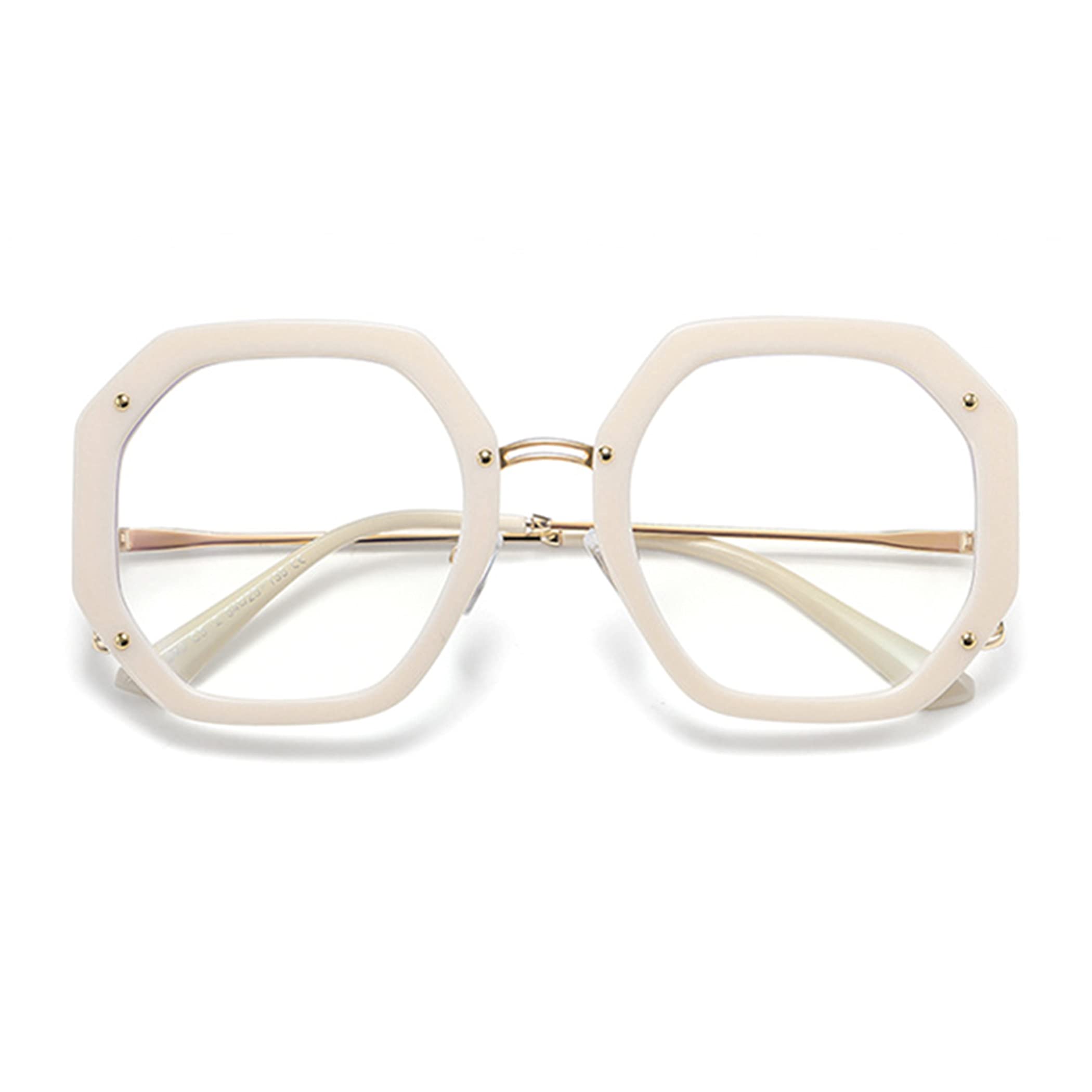 Stylish Oversized Blue Light Blocking Reading Glasses for Women - Thick Geometric Frame Computer Glasses - Perfect for Office Work, Screen Time & Book Reading