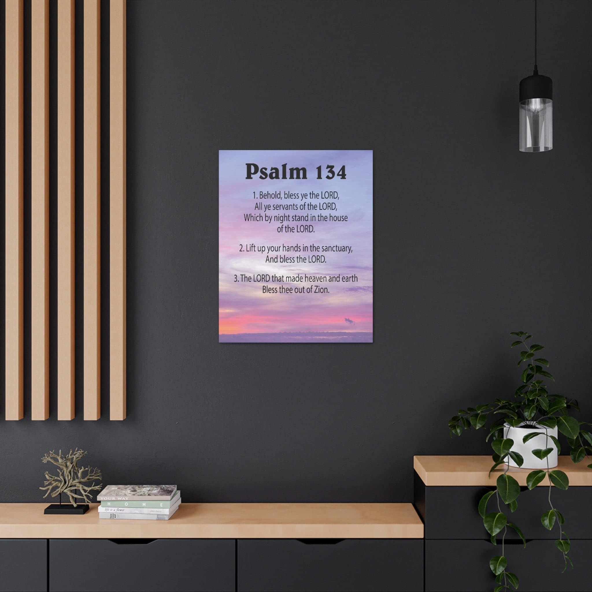 Christian Wall Art Canvas - Bible Verse Psalm 134 House of The Lord - Inspirational Scripture Home Decor for Living Room, Bedroom & Church