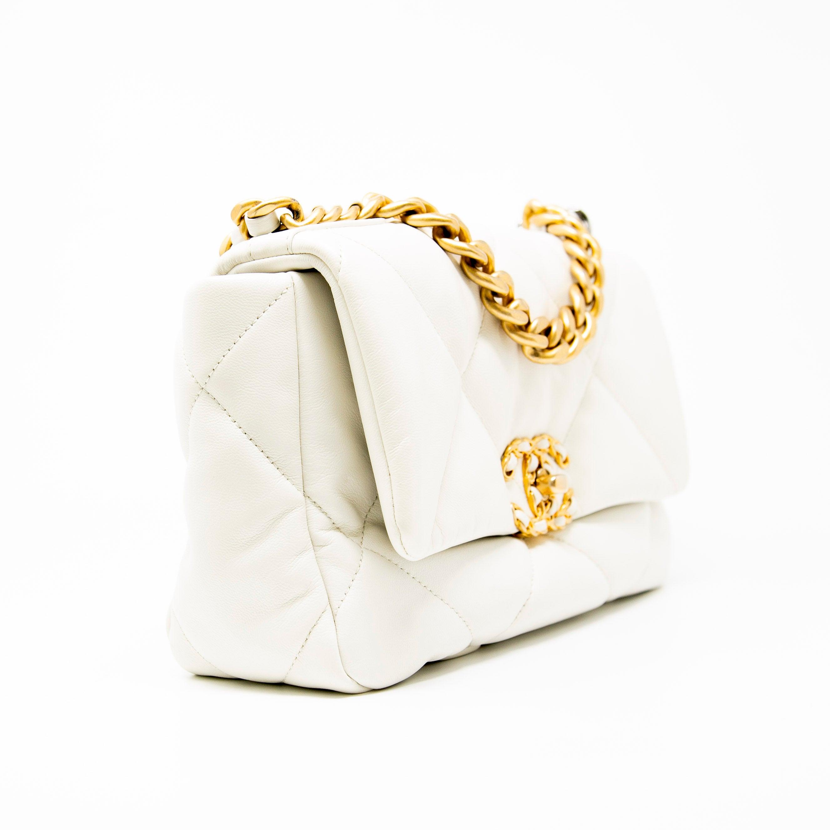 Chanel White Small 19 Flap Bag - Luxury Designer Handbag for Women | Perfect for Everyday Use, Parties & Special Occasions