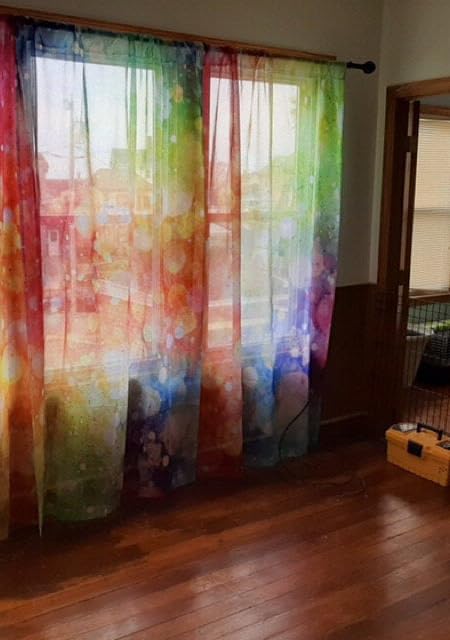 Colorful Rainbow Sheer Window Curtains for Girls Room - 50