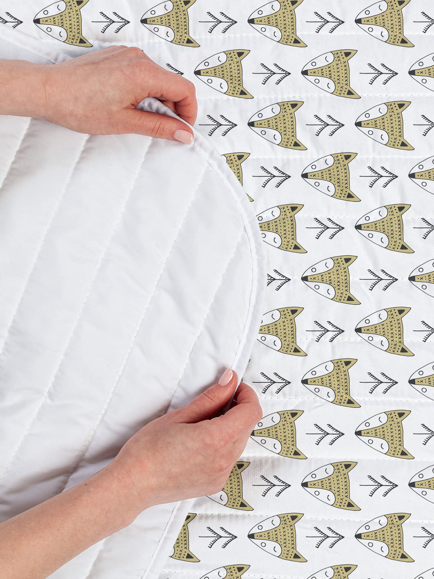 Ambesonne Cartoon Microfiber Twin Bedspread Set - Doodle Style Forest Animals with Hand Drawn Fox & Trees - Soft Bedding Comforter & Pillow Sham - Beige Black White - Perfect for Kids Room, Nursery or Cozy Bedroom Decor