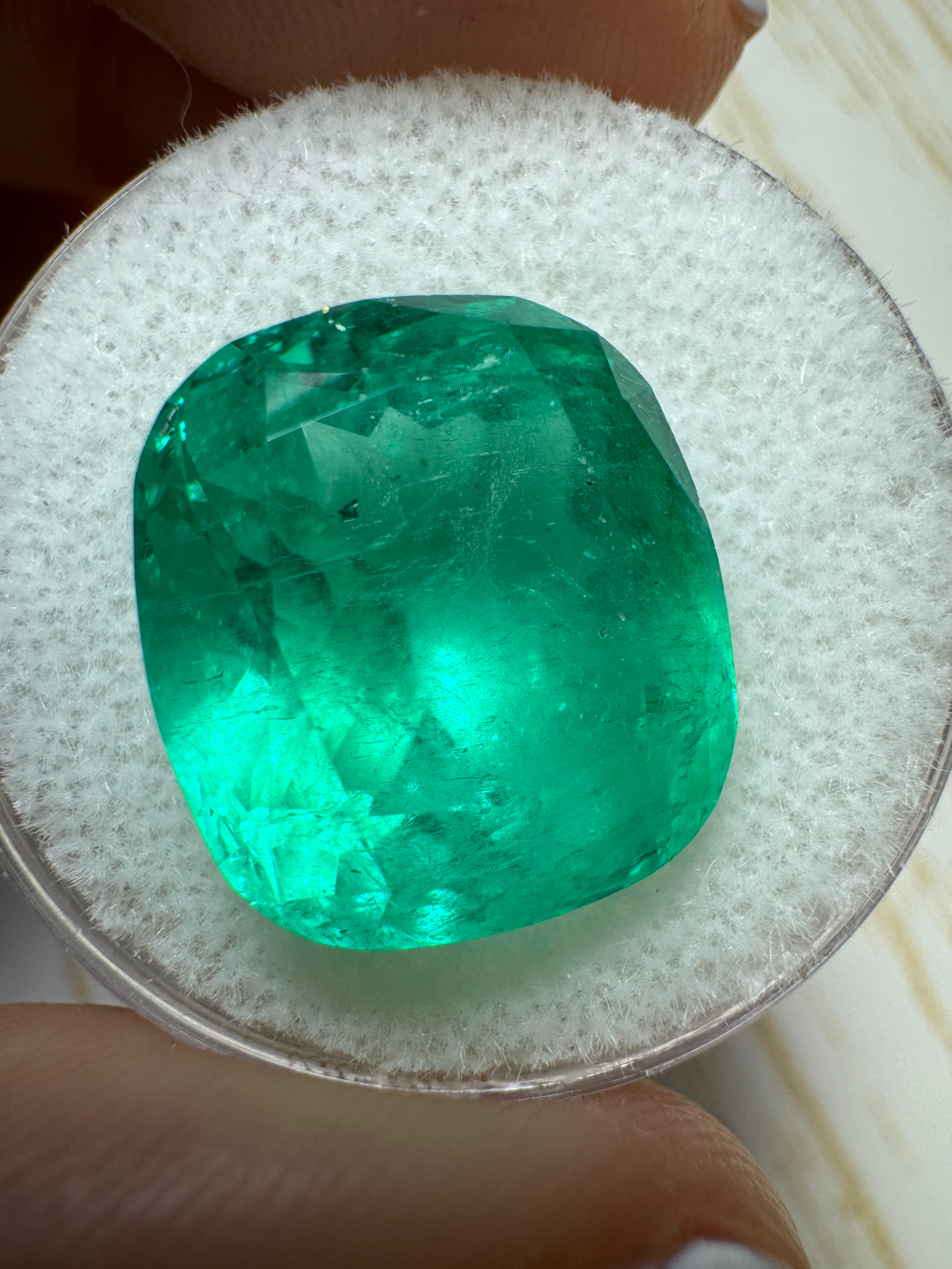 12.50 Carat Natural Colombian Emerald - 15x13.5mm Cushion Cut Loose Gemstone for Jewelry Making, Engagement Rings & Luxury Gifts | Stunning Green Precious Stone
