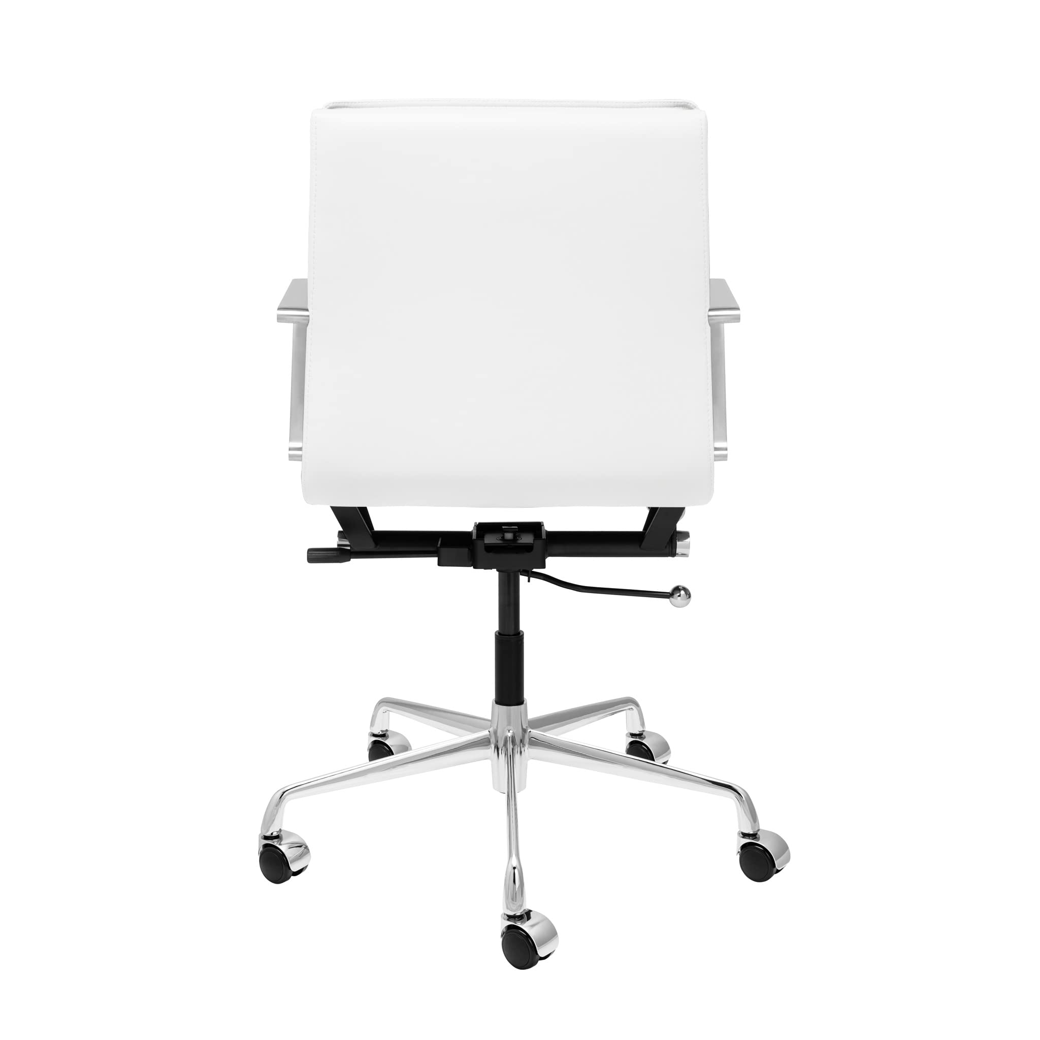 Laura Davidson Lexi II Mid Back Office Chair - Ergonomic Padded Desk Chair with Adjustable Armrests, 360° Swivel & Thick Cushion, Faux Leather Computer Chair for Home & Office Workspace - White