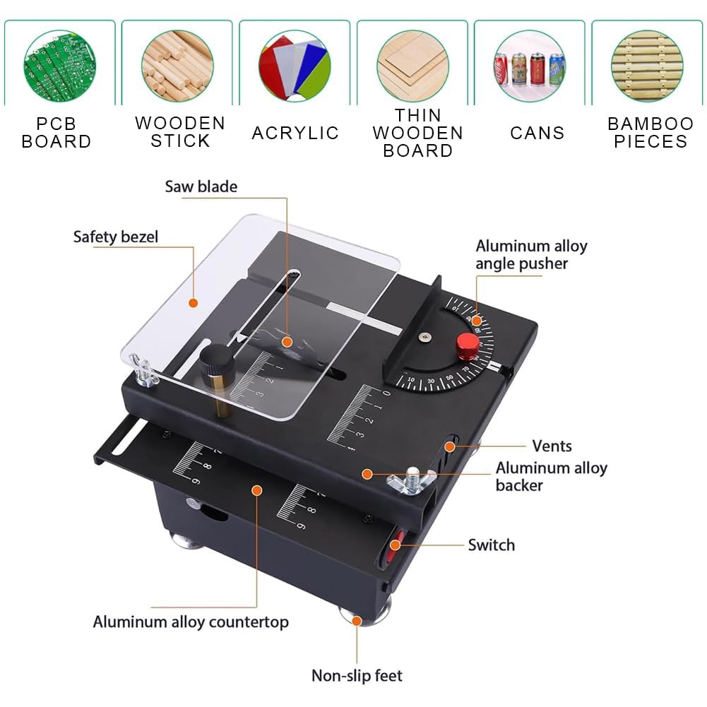 Saker Mini Multi-Functional Table Saw for Woodworking & Crafts - Compact & Portable Mini Table Saw for Wood Cutting, DIY Projects, Hobbyists & Home Use - Perfect for Small Woodworking Tasks & Crafting