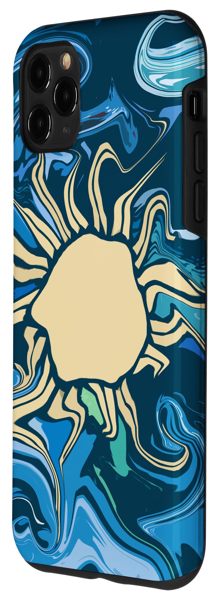 iPhone 11 Pro Max Case - Psychedelic Sun & Ocean Painting Design - Trippy Magic Mushrooms Art - Perfect Gift for Music Festivals & Beach Vacations