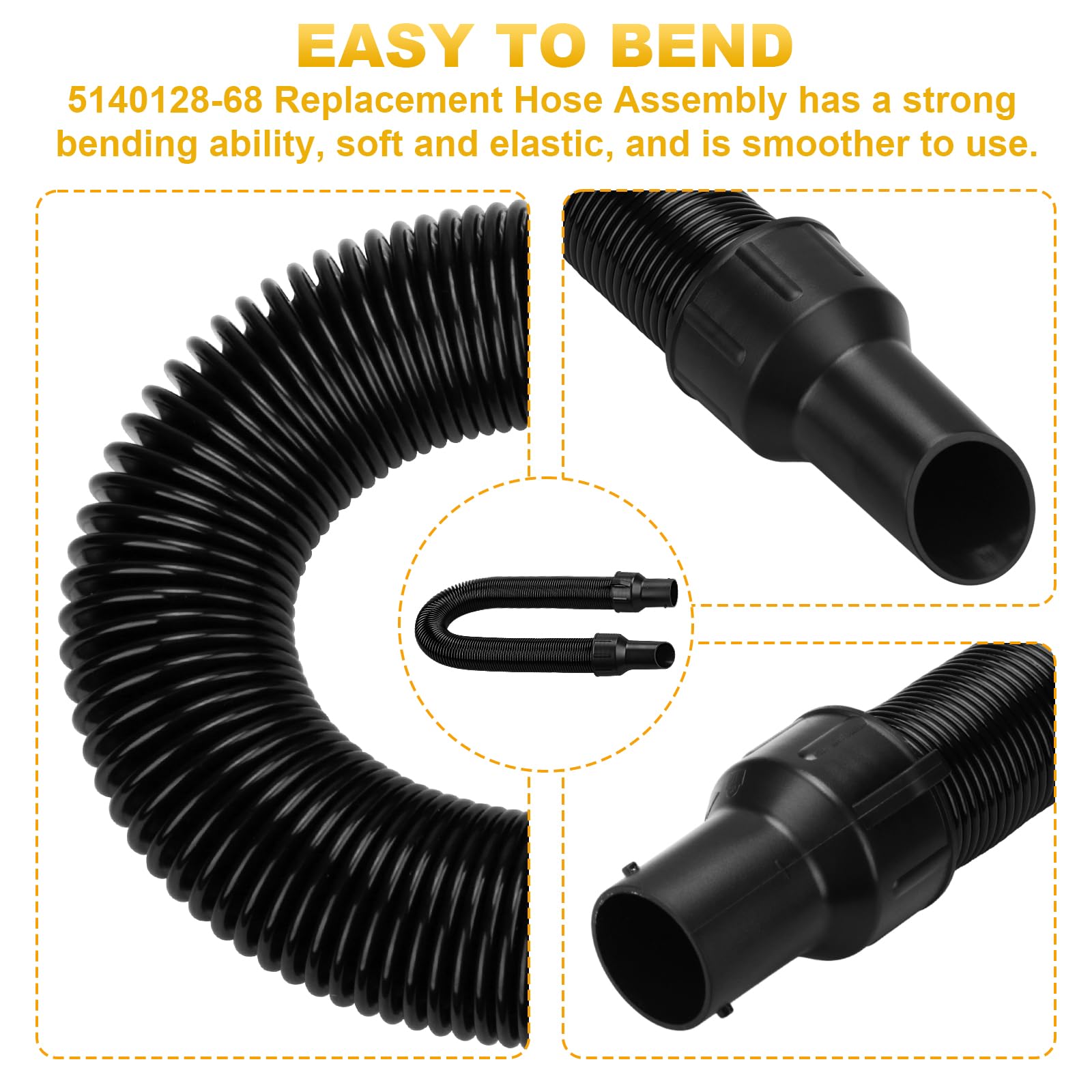 Replacement Vacuum Hose Assembly for DeWalt DCV580 DCV581H DCV580MAX 704660053412 - Compatible with DeWalt Wet/Dry Vacuums - Perfect for Workshop Cleaning, Construction Sites & DIY Projects