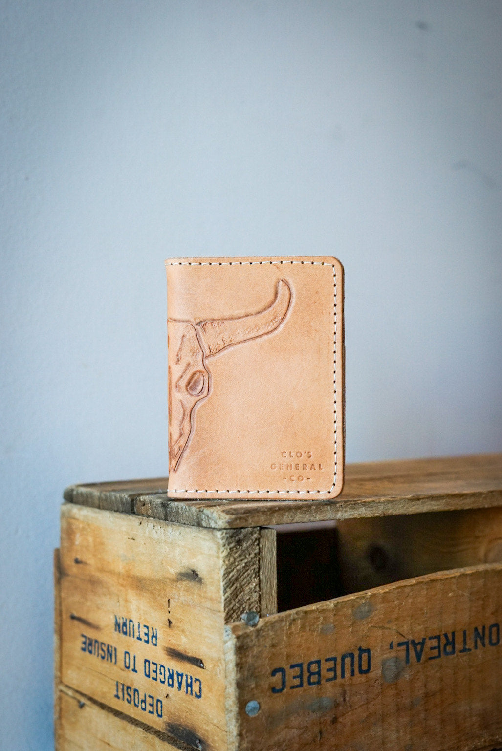 Hand Tooled Mini Trucker Wallet - Genuine Leather Cowboy Bifold Wallet with Cattle Skull Design - Perfect for Western Lovers, Rodeo Enthusiasts & Everyday Carry (EC)