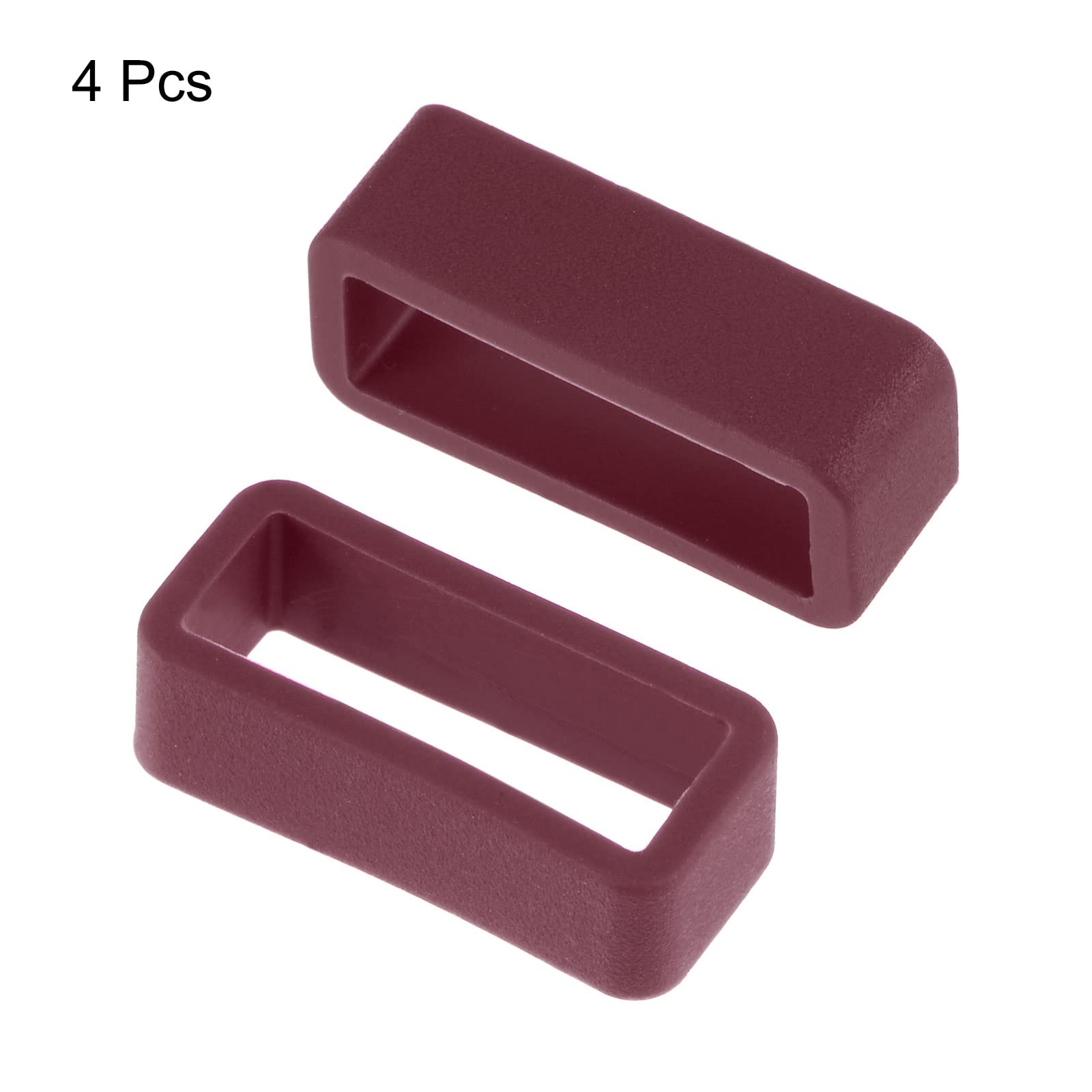 uxcell 18mm Wine Red Silicone Watch Band Strap Loops - 4 Pcs Rubber Replacement Fastener Rings Holder Keeper for Men Women, Sport Casual Dress Watches