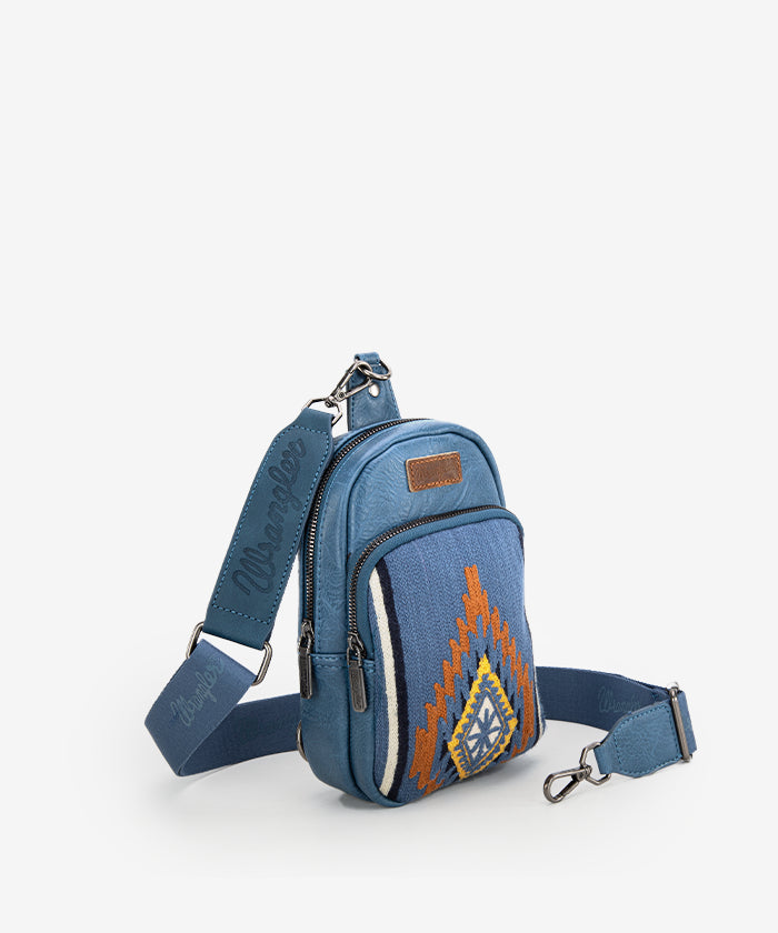 Wrangler Aztec Knitted Sling Bag - Stylish Crossbody Purse for Women & Men - Perfect for Travel, Hiking & Everyday Use