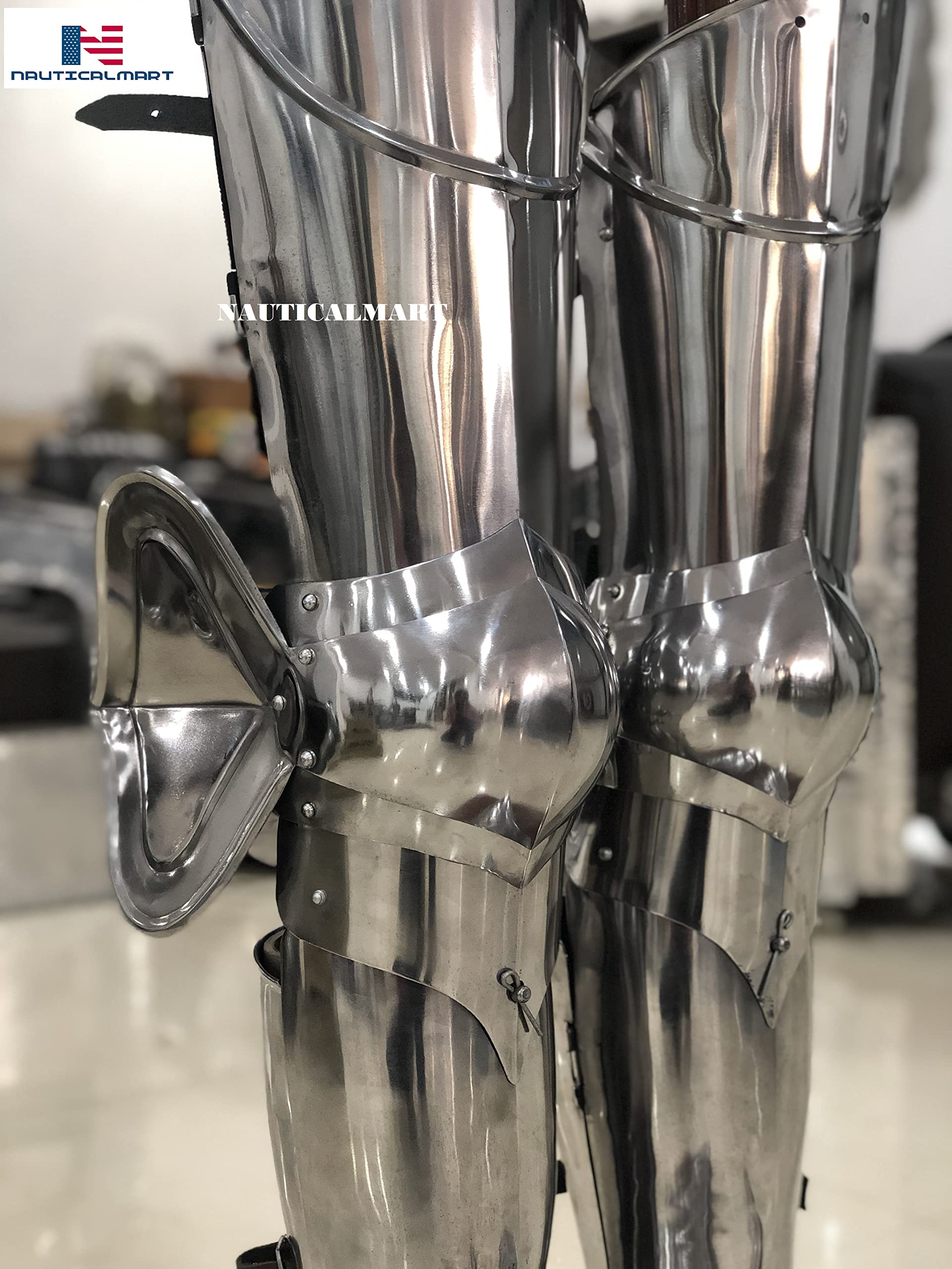 Medieval Steel Greaves Leg Armor - Authentic LARP & Cosplay Protection - Perfect for Renaissance Fairs, Historical Reenactments & Fantasy Costumes
