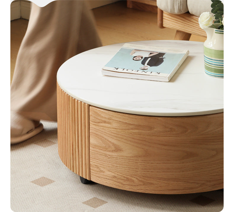 Solid Oak Wood Rocking Coffee Table - Rustic Living Room Furniture for Cozy Home Decor & Relaxation