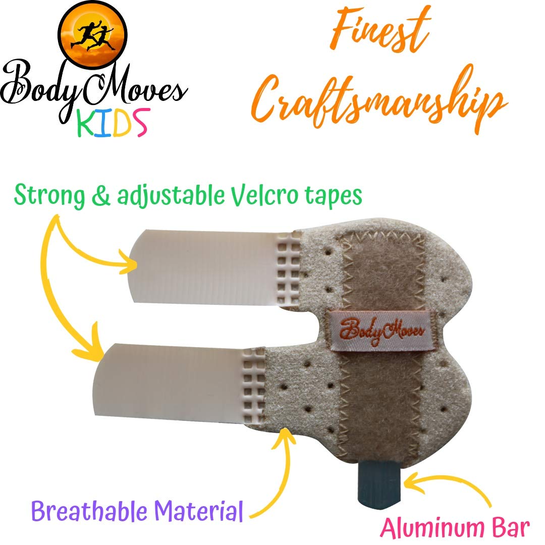 BodyMoves Finger Splints for Teens & Kids - Pinky Support (2-Pack, Desert Sand Beige) | Comfortable & Adjustable Finger Brace for Typing, Writing & Daily Activities