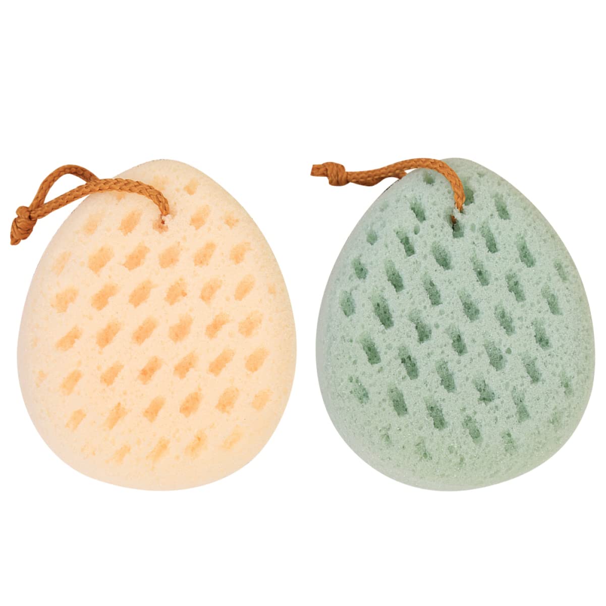 FOMIYES 2-Pack Soft Bath Body Scrubber & Exfoliating Loofah Sponge with Hanging Rope - Gentle Skin Cleansing for Shower, Bath & Spa Relaxation