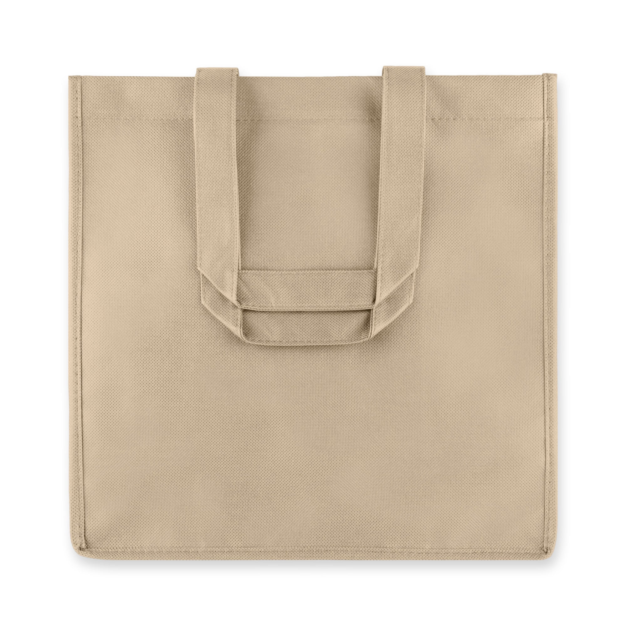 True 6 Bottle Non-Woven Reusable Grocery Tote Bag in Beige - Perfect for Wine Shopping, Picnics & Beach Outings