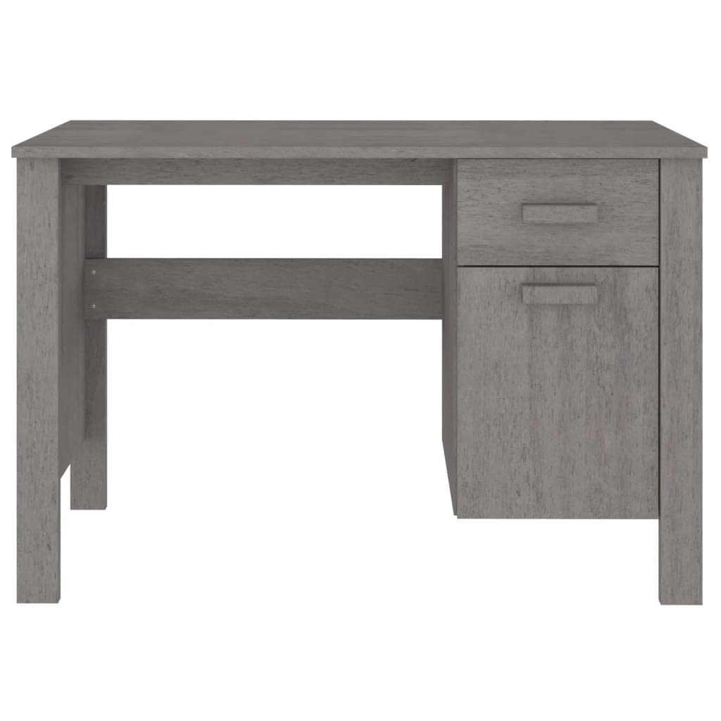 vidaXL Light Gray Solid Wood Pine Computer Desk for Home Office - Sturdy Workstation for Writing, Studying, and Remote Work
