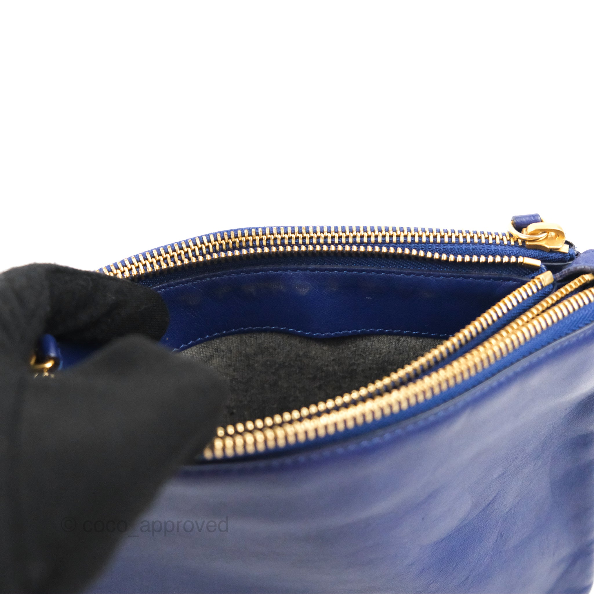 Celine Small Trio Crossbody Bag in Dark Blue Lambskin Leather with Gold Hardware - Perfect for Everyday Use, Travel & Date Nights