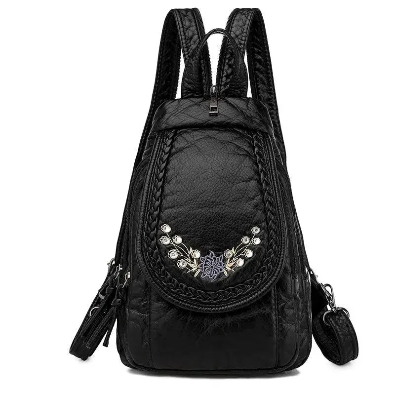 Soft Washed Leather Women's Backpack - Stylish & Durable Handbag for Work, Travel & College | Fashionable Everyday Purse for Commuting & Shopping
