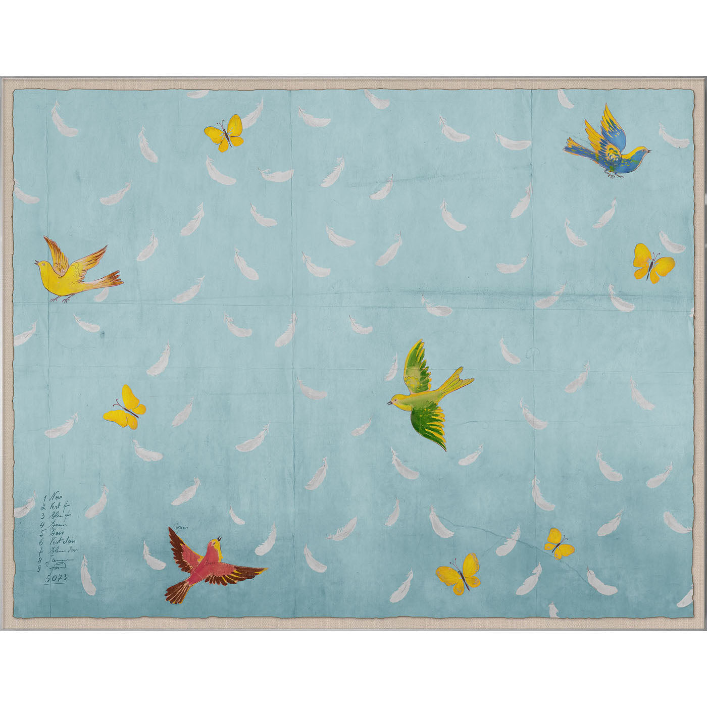 Paule Marrot Blue Feathers Scarf - Vintage French Fashion Accessory for Women - Perfect for Casual Outfits, Parties & Special Occasions