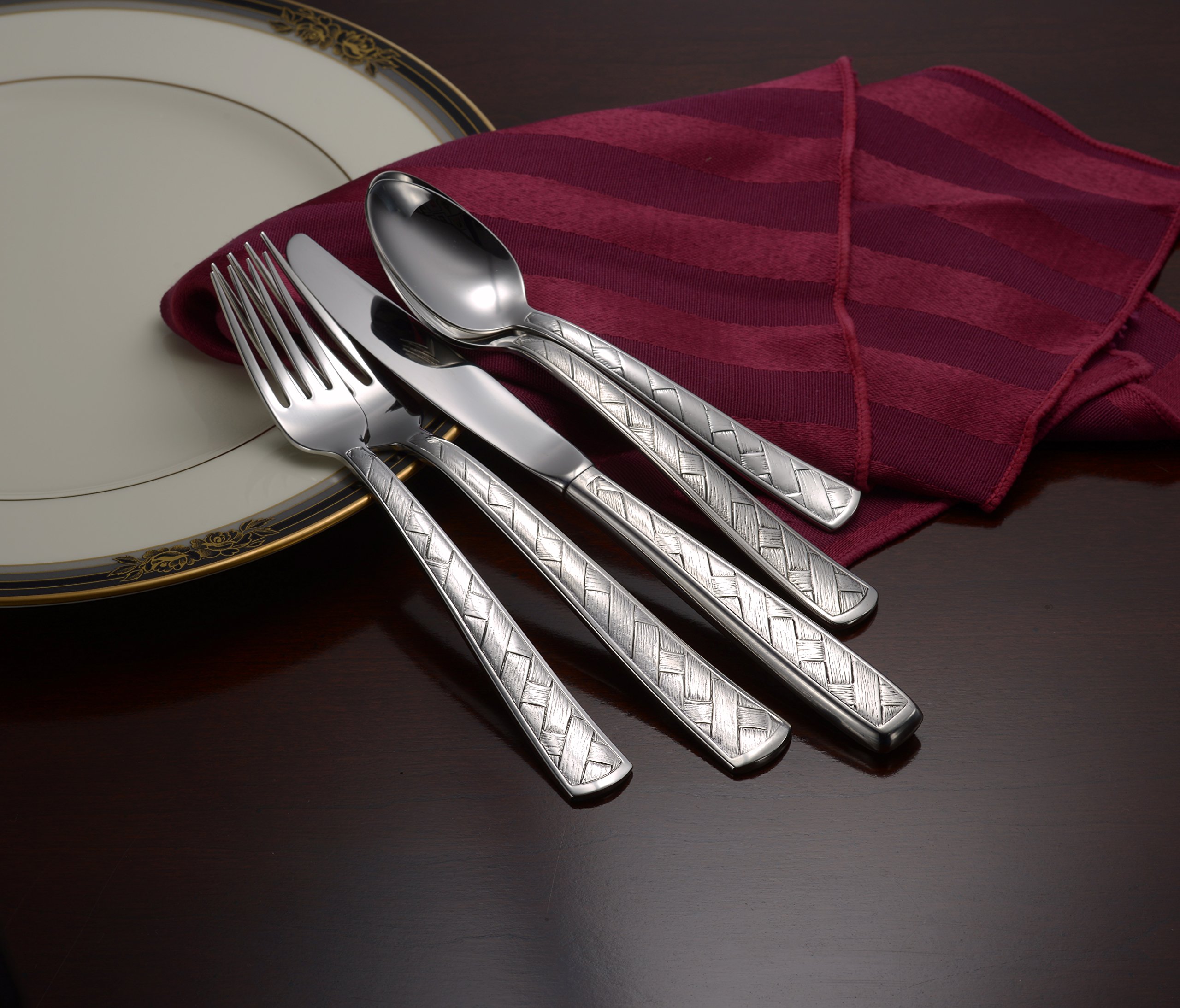 Liberty Tabletop Weave 45-Piece Flatware Set for 8 - Premium Stainless Steel Cutlery Set Made in USA - Perfect for Dinner Parties, Weddings & Everyday Dining