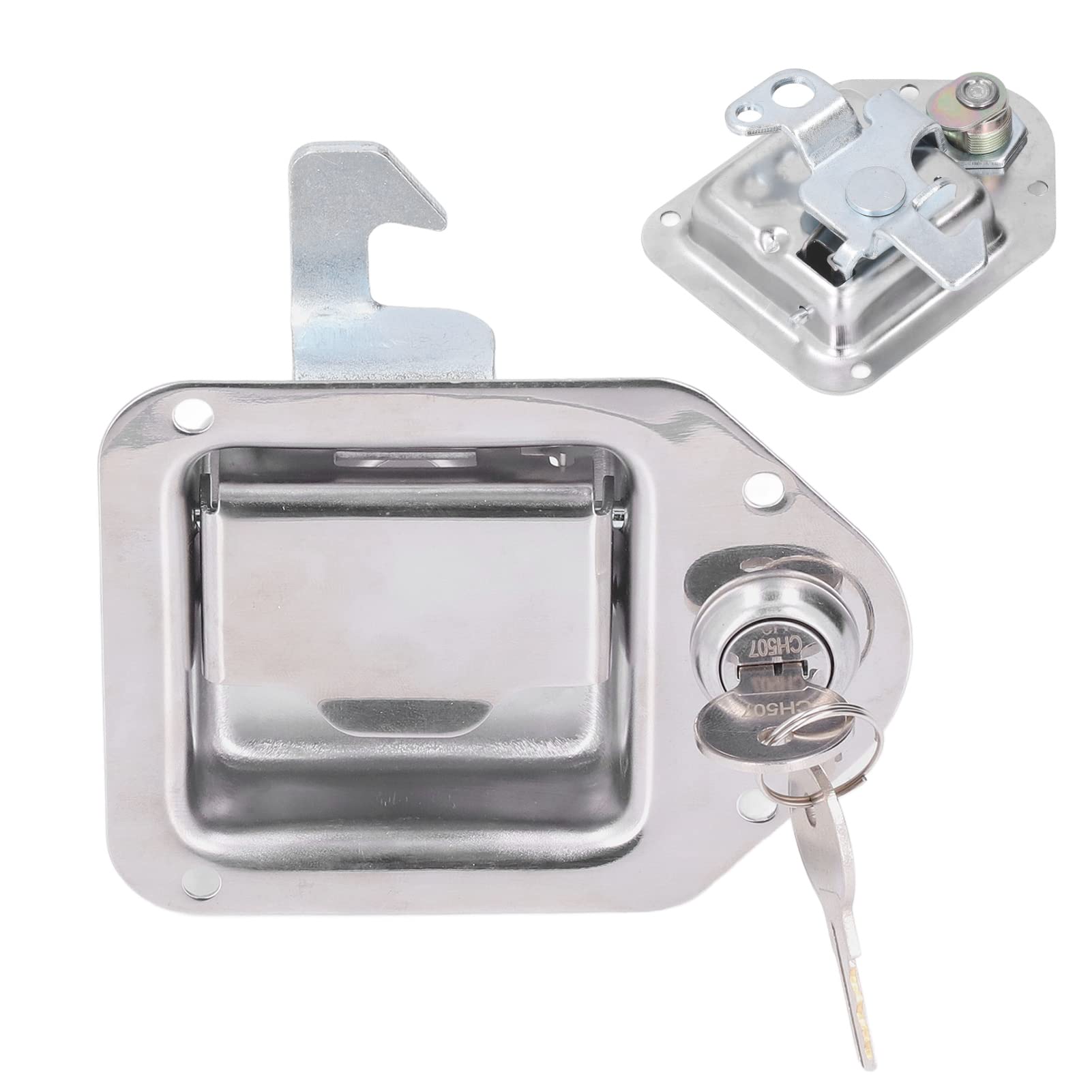 Stainless Steel Truck Tool Box Latch Paddle Lock Handle with 2 Keys - Heavy Duty Locking Mechanism for Truck, RV, Trailer, ATV & UTV Toolboxes - Secure Storage Solution for Outdoor Equipment and Work Tools