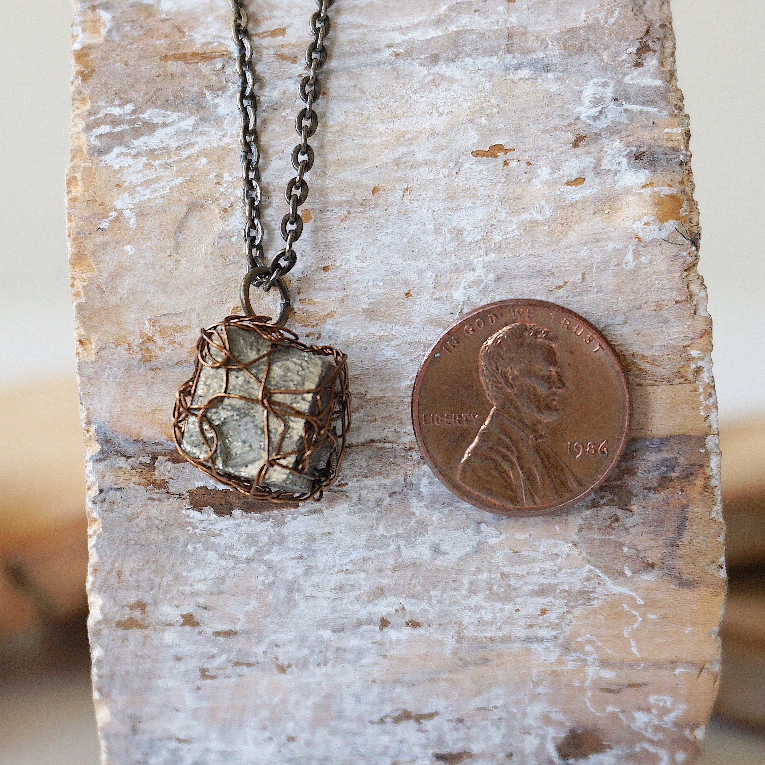 Wire Wrapped Raw Pyrite Crystal Necklace - Natural Stone Jewelry for Women - Perfect for Boho Style, Spiritual Healing & Everyday Wear