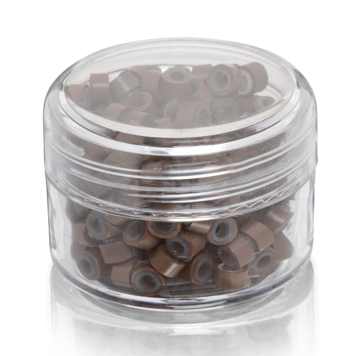 Micro Ring Beads 5mm for Hair Extensions - Light Brown (200pcs) for Salon & DIY Use