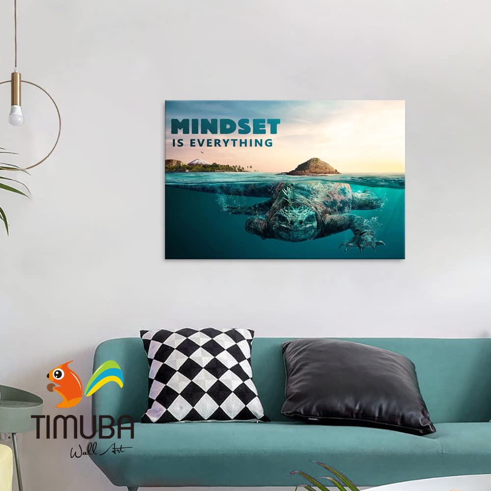 Motivational Canvas Wall Art for Office & Home - 'Mindset is Everything' Inspirational Quote Print, Framed Gym & Work Decor (12x18 Inches) - Perfect for Office Motivation, Home Inspiration & Fitness Room Encouragement
