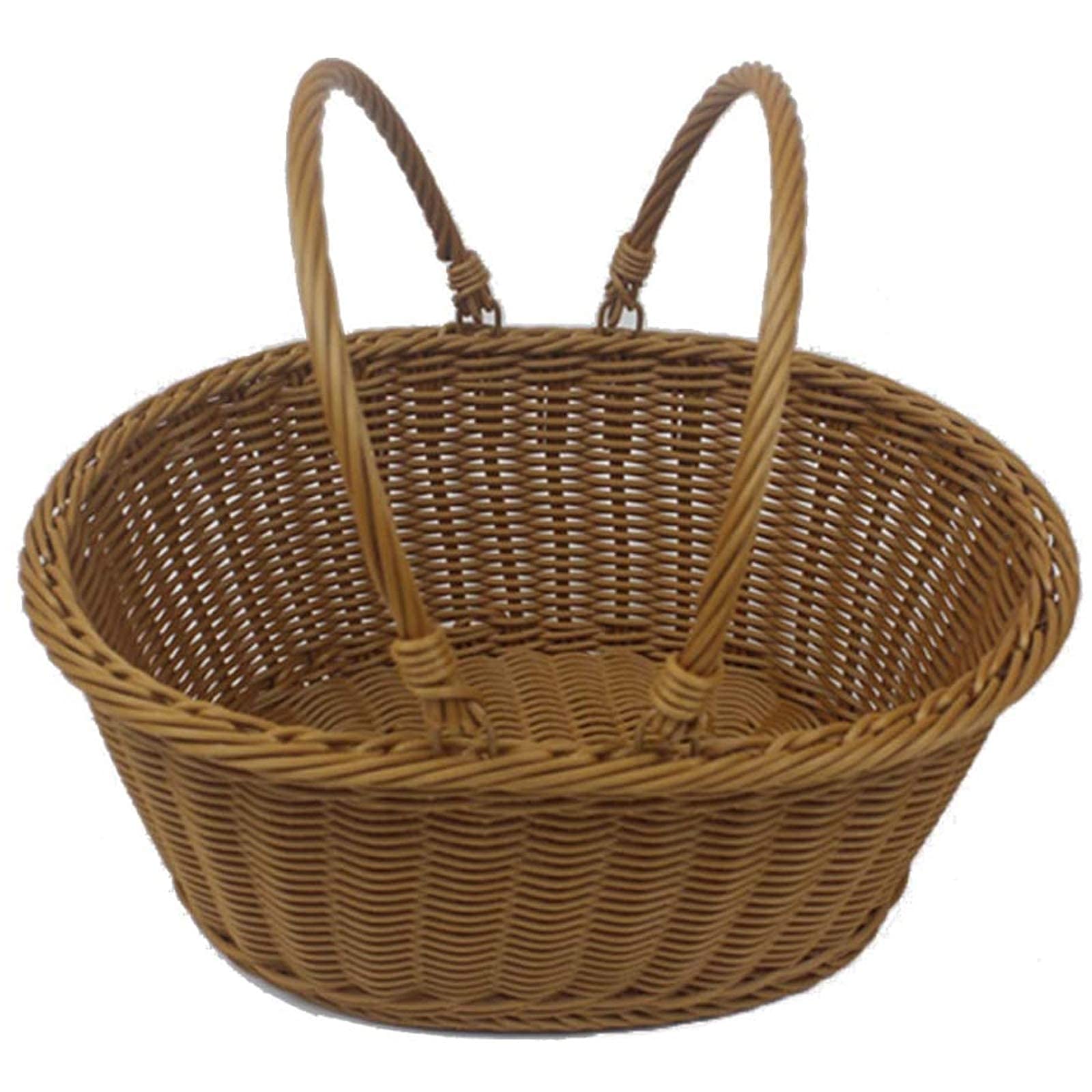 Stylish Wicker Picnic Basket with Handle - Large Oval Food Storage Container for Bread, Fruits & Vegetables | Perfect for Outdoor Picnics, Camping Trips, BBQs & Beach Parties
