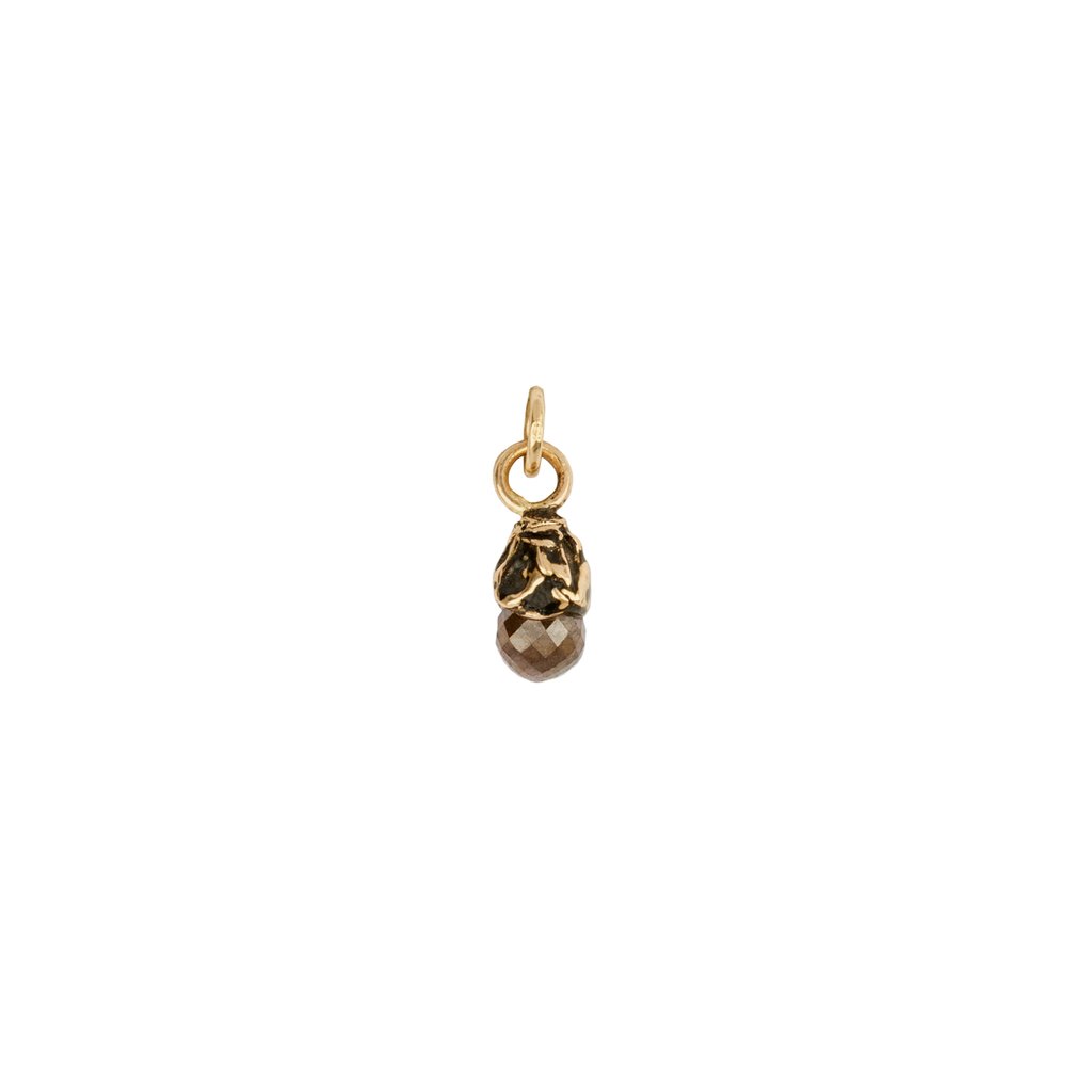14K Gold Capped Diamond Charm Pendant - Rustic Earthy Jewelry for Women, Perfect for Layering Necklaces & Everyday Elegance