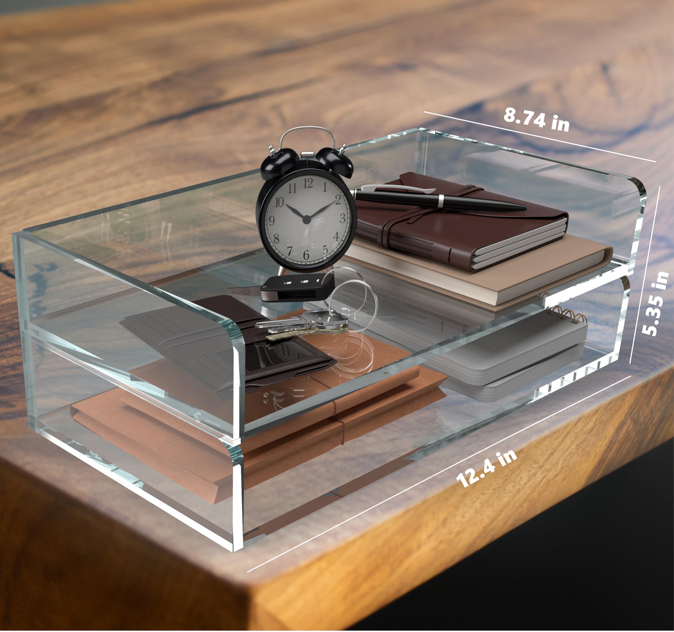 2-Tier Acrylic Desk Organizer Tray - Clear Stackable Paper Sorter for Office, Home & School - Perfect for Mail, Documents, Bills and Office Supplies Storage
