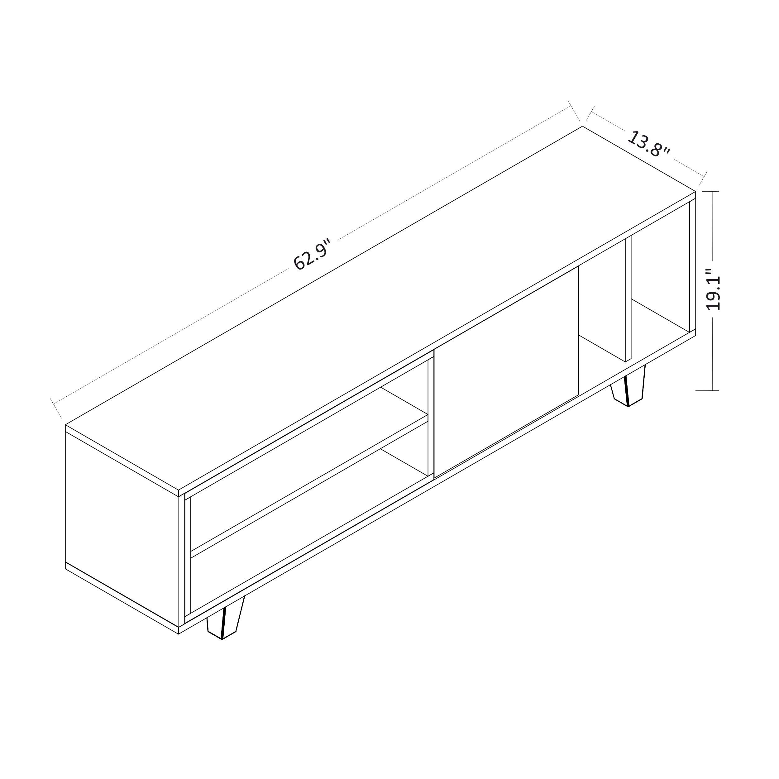 Modern Oak & Anthracite TV Stand with Storage - 18.5