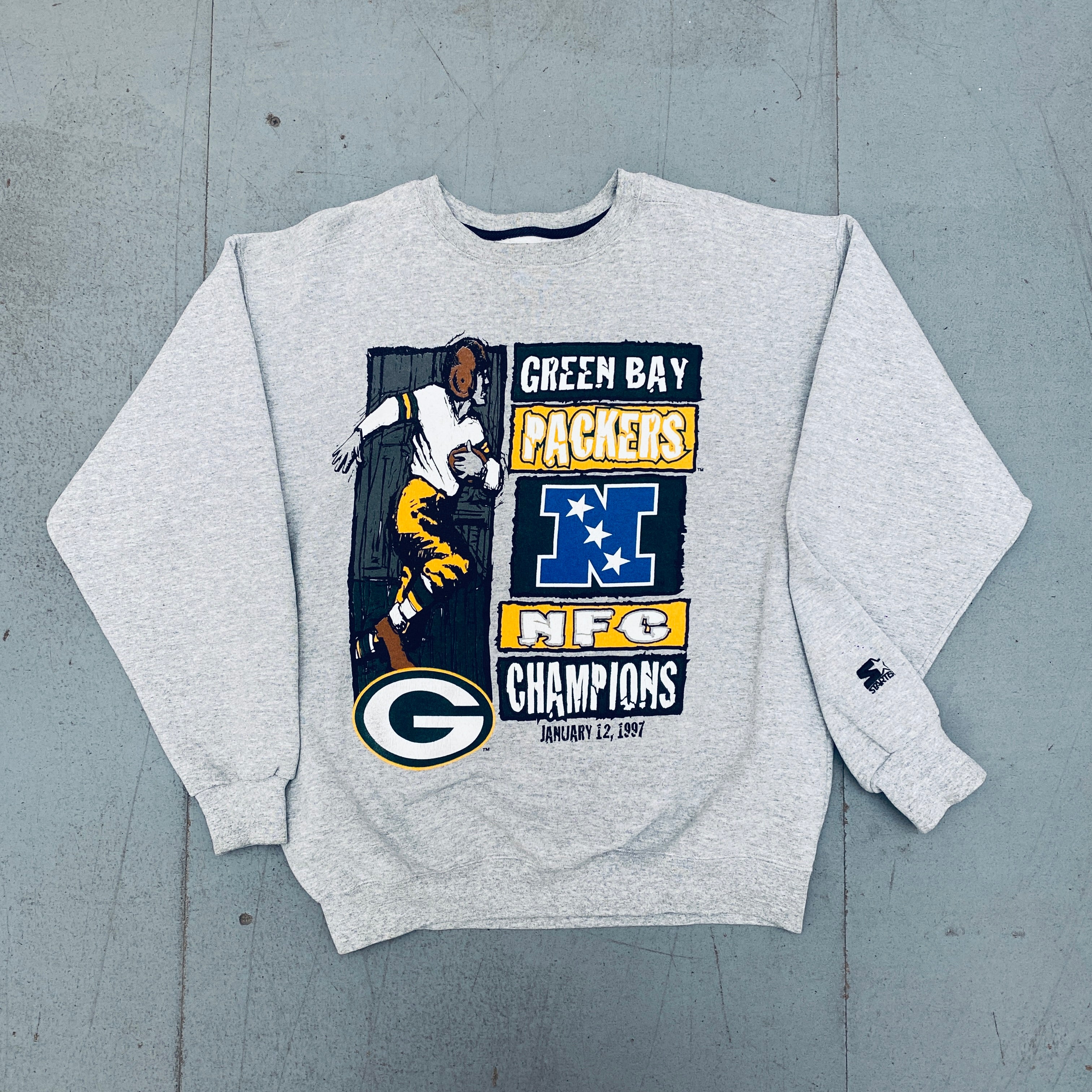 Green Bay Packers 1997 NFC Champions Starter Sweatshirt - Large Size - Vintage NFL Football Fan Apparel for Game Day & Tailgating
