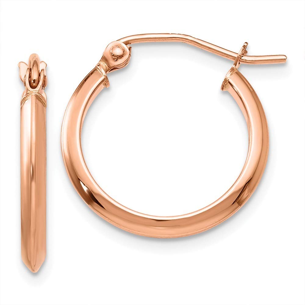 14K Rose Gold 2.5mm Knife Edge Hoop Earrings for Women - Dainty & Elegant Everyday Jewelry - Perfect for Work, Date Night & Special Occasions