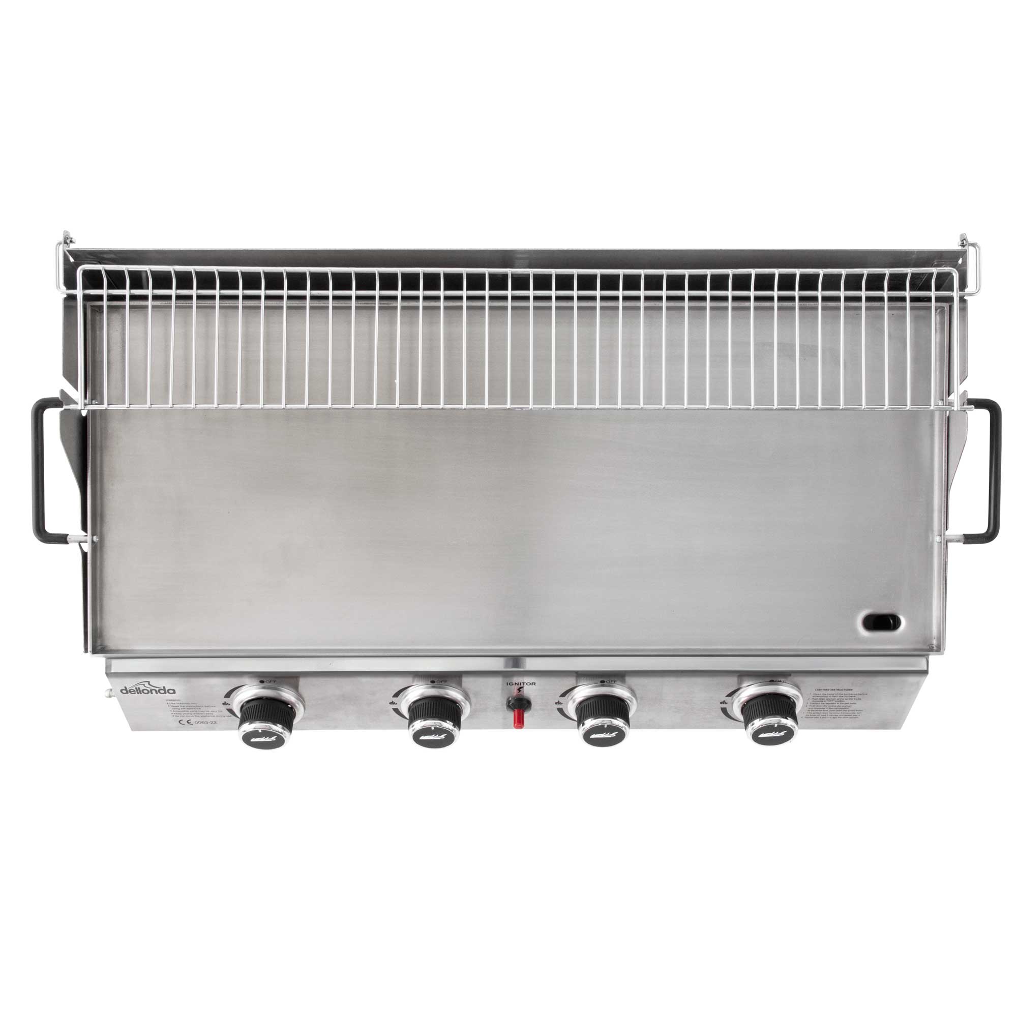 4 Burner Portable Gas Griddle with Warming Rack - 10kW Stainless Steel Commercial Flat Top Grill - Perfect for Outdoor Cooking, Camping, and Backyard BBQs