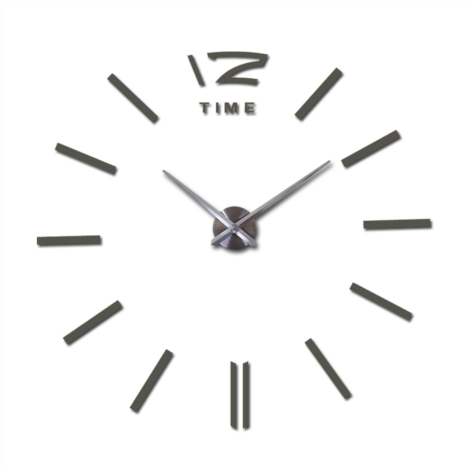 Modern DIY Acrylic Quartz Wall Clock - 3D Home Decor for Living Room, Bedroom, Office - Dark Gray 47 Inch Metal Sticker Clock - Perfect for Home & Office Decorations