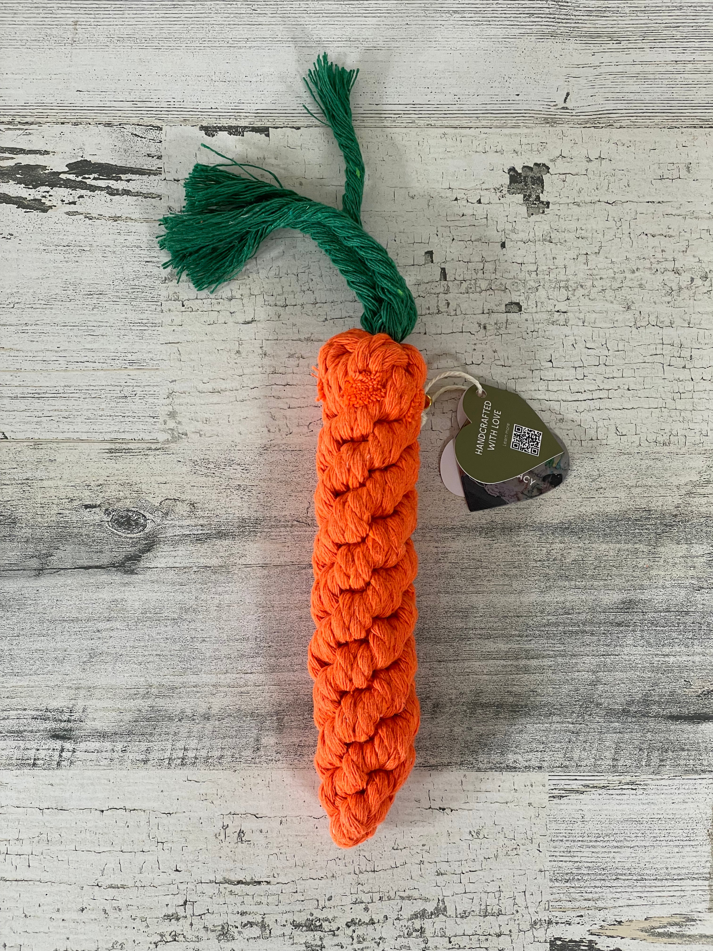 Durable Carrot Rope Dog Toy for Chewing & Tug of War - Natural Cotton Rope Chew Toy for Puppies & Small Dogs - Perfect for Playtime, Training & Dental Health
