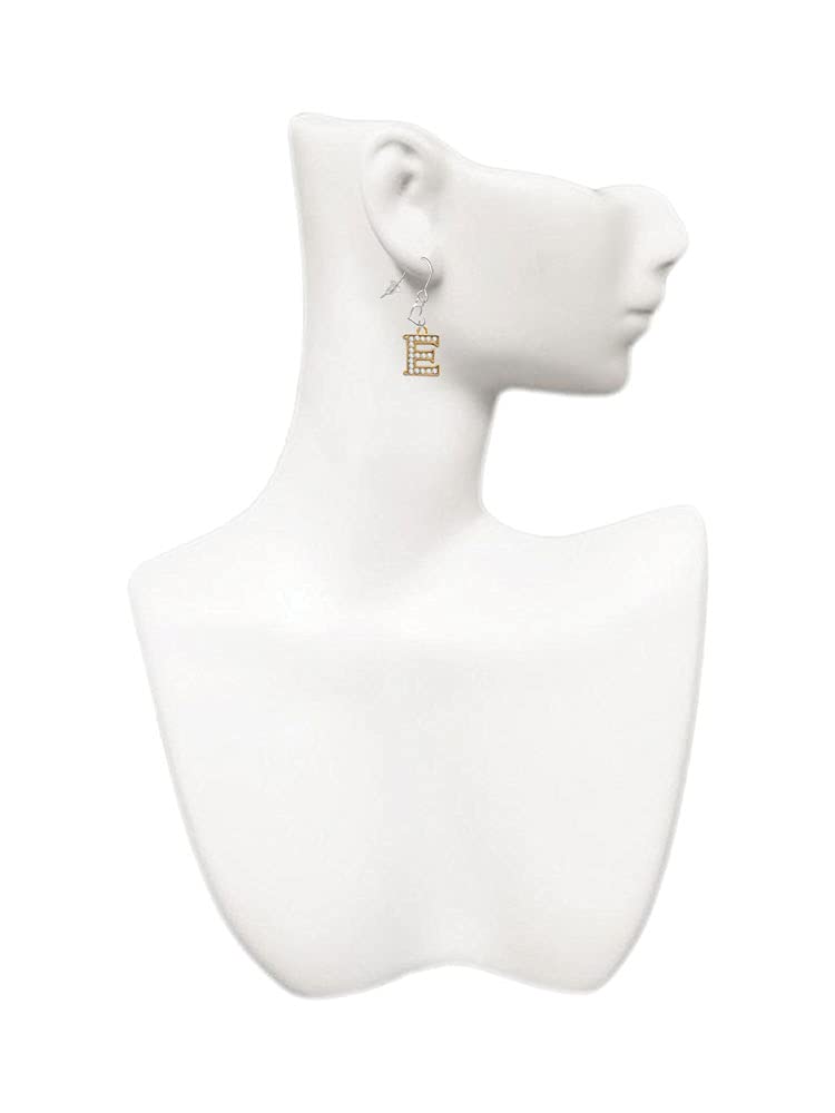 Goldtone Crystal Initial Heart Earrings - French Hook for Daily Wear