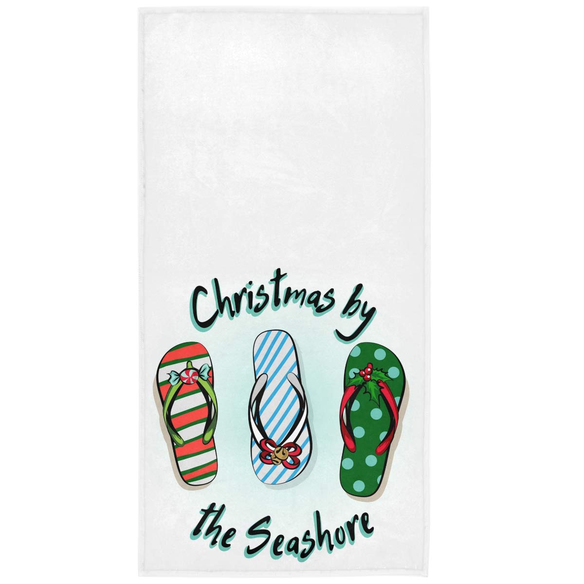 Pfrewn Christmas Flip Flop Tropical Hand Towels 16x30 Inch - Ultra Soft Absorbent Bath Towels for Winter & Holiday Decor - Perfect Xmas Bathroom Decorations and Gift Ideas