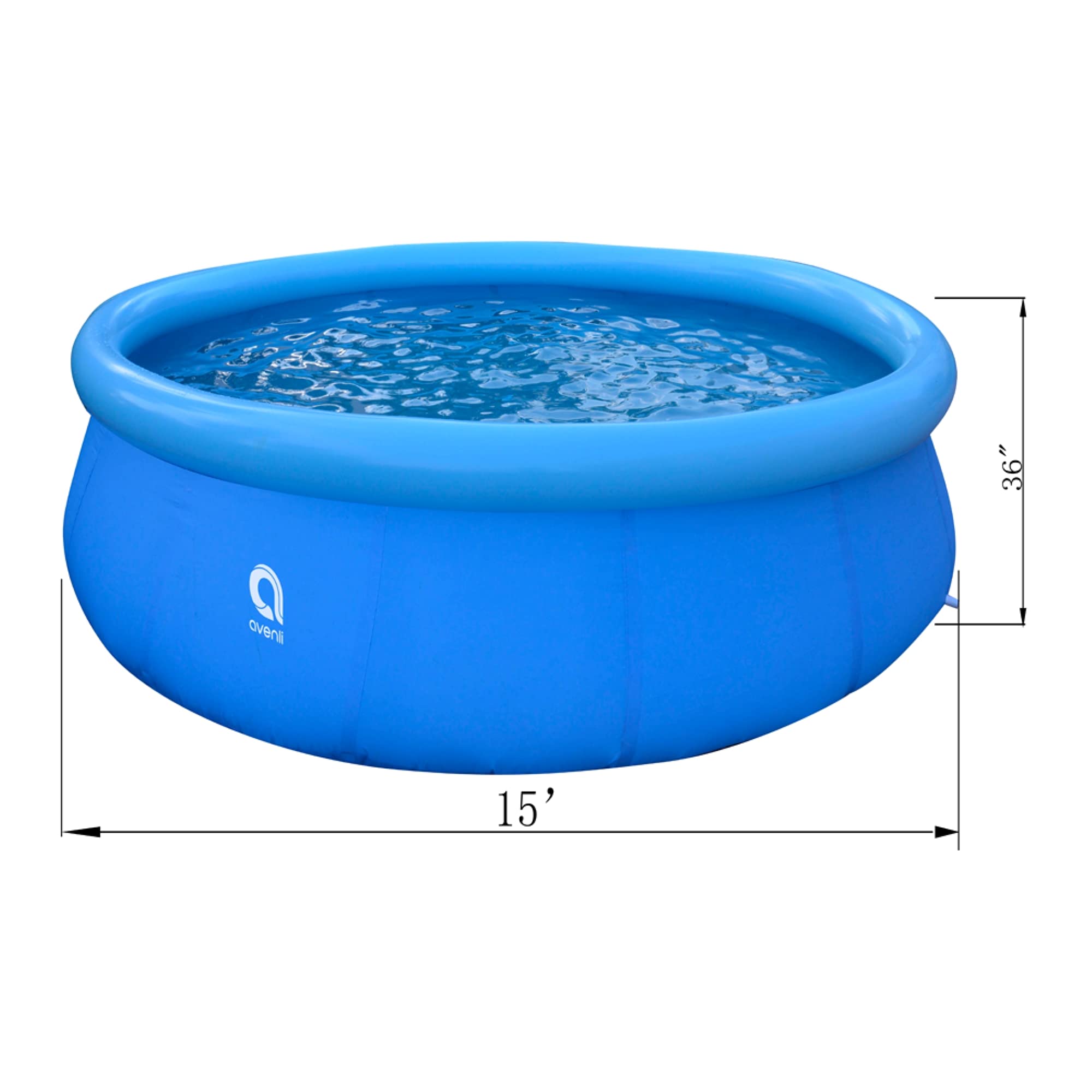 JLeisure Avenli 17811US 15ft x 36in Inflatable Above Ground Swimming Pool for Kids & Adults - 3-5 Person Capacity, Quick Setup, Outdoor Backyard Water Play - Perfect for Summer Fun, Family Gatherings & Backyard Parties (Blue)