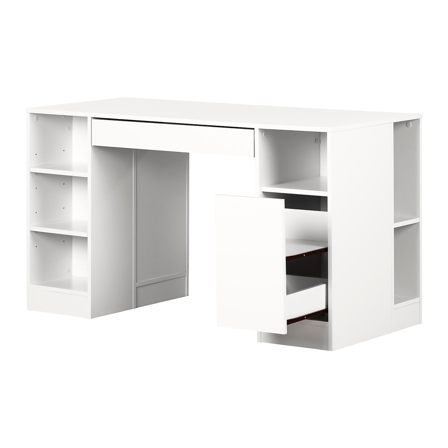 South Shore Crea Craft Table with Open & Closed Storage - Pure White Kids Activity Desk for Arts, Crafts & Homework - Perfect for Playrooms & Homeschooling