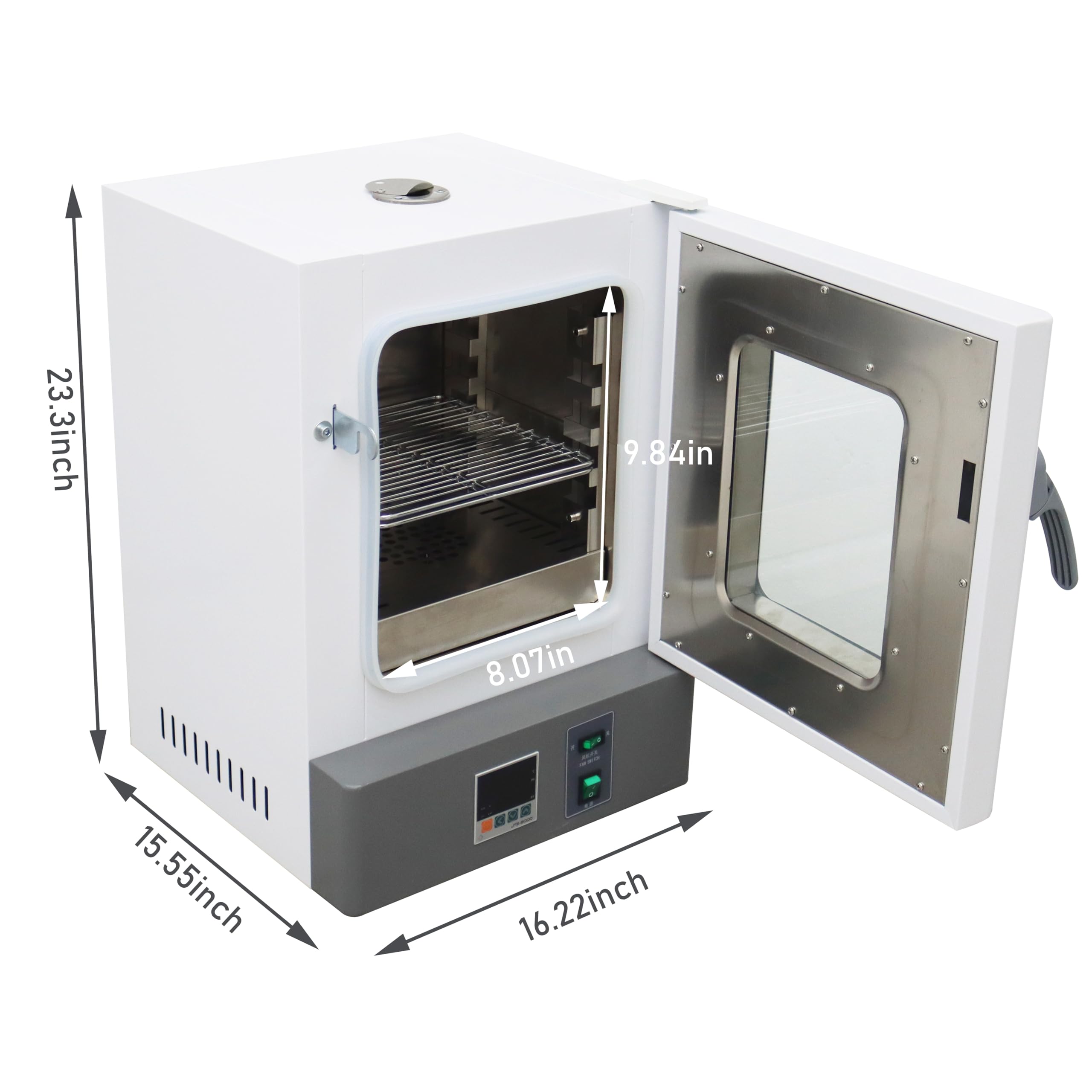 TECHTONGDA Digital Forced Air Convection Drying Oven - 9.84x10.23x10.63 Inch Chamber, Industrial Heat Treat & Lab Temperature Control with Independent Fan - Perfect for Baking, Curing, Sterilizing & Material Testing