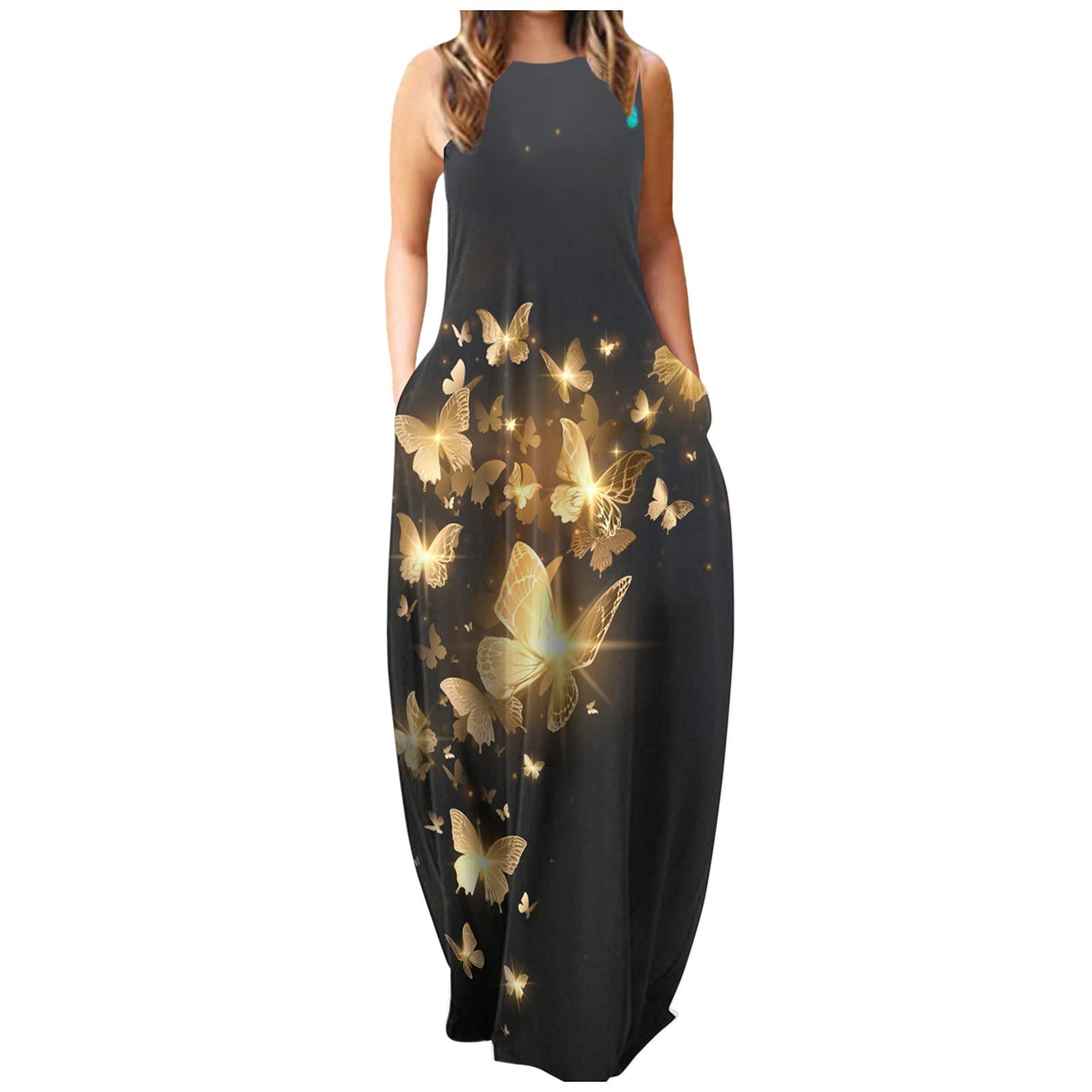 Boho Floral Print Summer Dresses for Women - Spaghetti Strap Loose Maxi Dress Beach Casual Wear 2022 | Perfect for Vacations, Music Festivals & Summer Outings