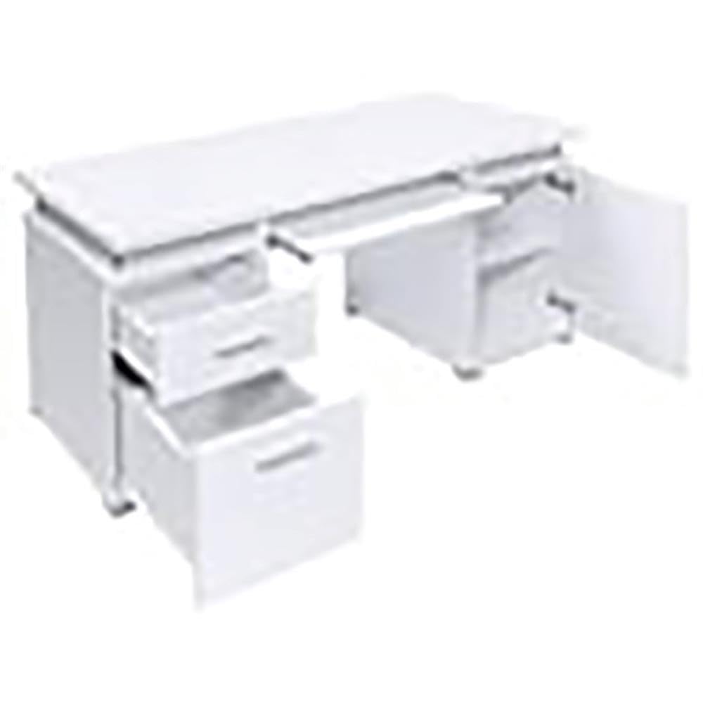 Pemberly Row 2-Drawer Modern White Wooden Computer Desk - Home Office, Study, Workstation & Small Space Solution