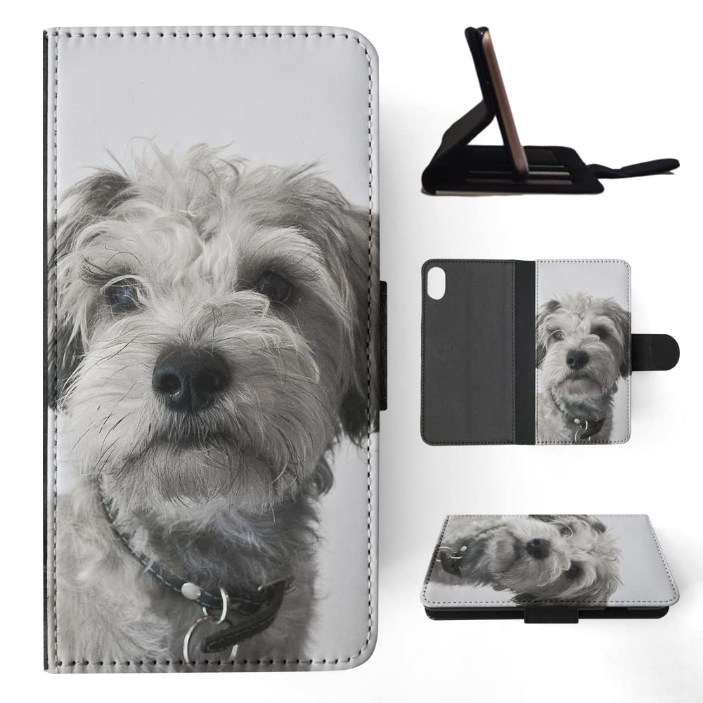 Premium PU Leather Flip Wallet Phone Case for Apple iPhone Xs MAX - Perfect for Schnauzer Dog Lovers | Slim Protective Cover with Card Slots for Daily Use & Travel