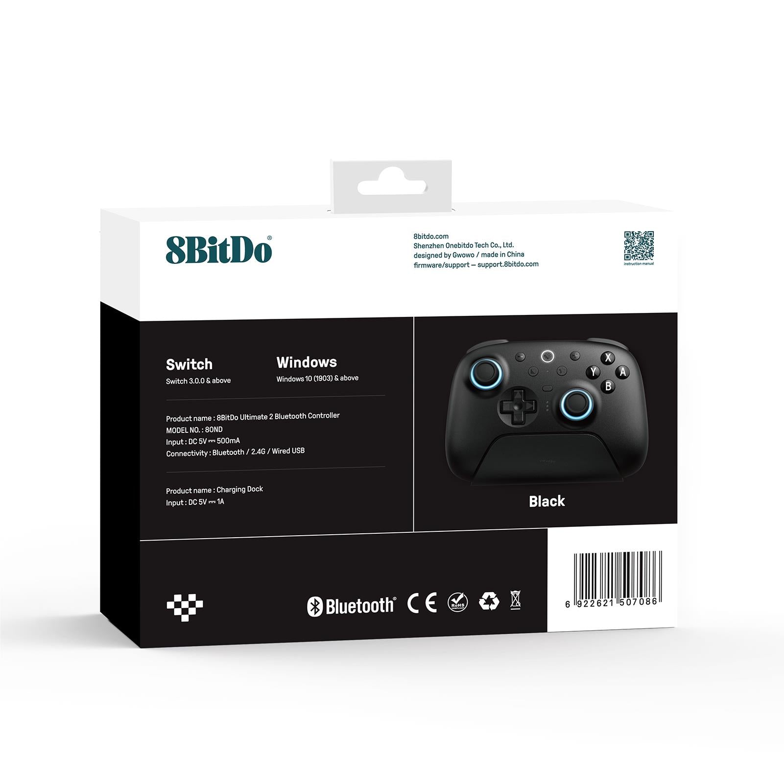 8BitDo Ultimate Bluetooth Controller for Nintendo Switch, PC, Android - Wireless Gamepad with Hall Effect Joystick, Adjustable Triggers, Motion Controls (Black) - Perfect for Gaming, Streaming & Esports