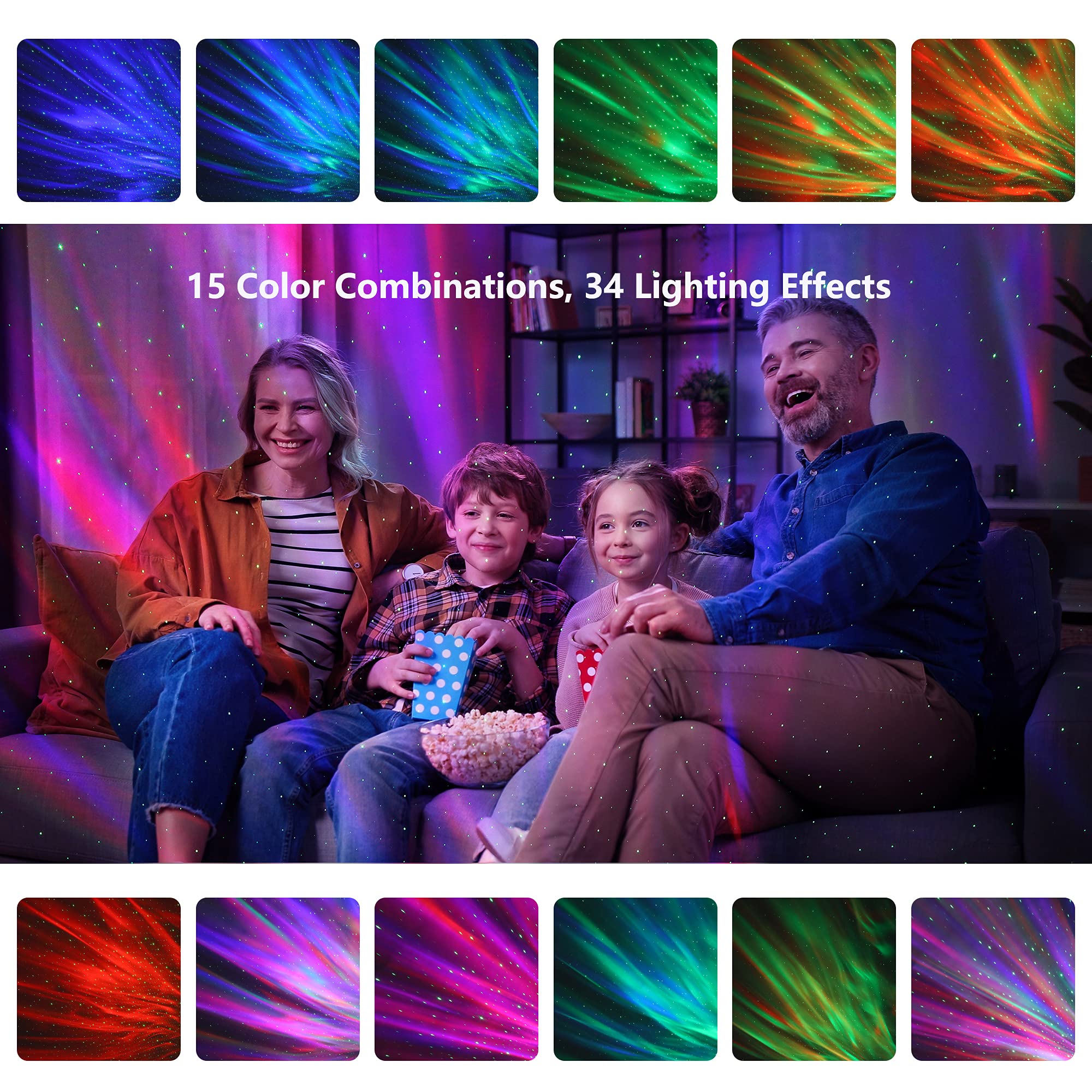 Galaxy Projector Star Light with Bluetooth Speaker & Remote Control - Star Projector Night Light for Bedroom, Kids Room, Meditation & Relaxation with Timer & Aurora Effects