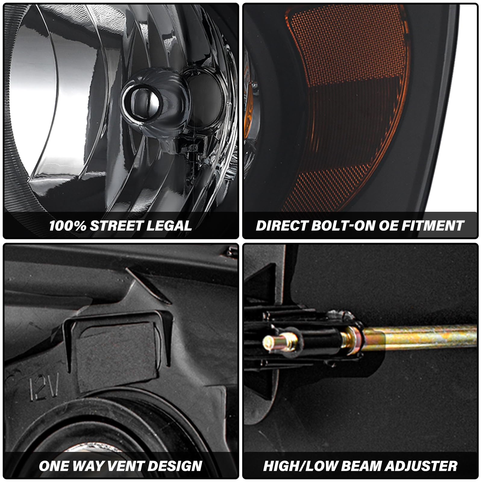 BRYGHT Anti-Fog Headlight Assembly for 2006-2008 Dodge Ram 1500 & 2006-2009 Ram 2500/3500 - Smoke Lens & Amber Reflector - OE Style Replacement - Enhanced Night Driving Safety
