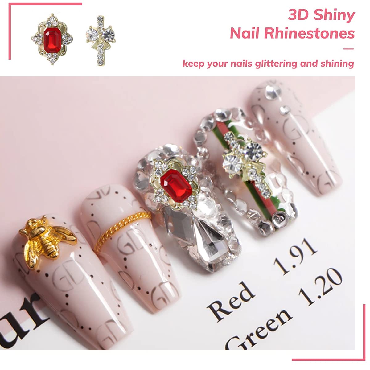 40PCS Luxury Pearl Butterfly Bow Flower Rhinestones - Gold & Silver 3D Nail Art Charms for DIY Nail Design, Manicure Decorations & Crafting | Perfect for Bridal, Party, Salon & Special Occasion Nail Art
