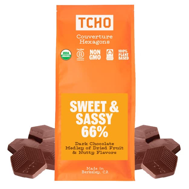 Organic & Fair Trade Certified TCHO 66% Dark Chocolate Baking Couvertures (6.6lb Bag) - Non-GMO, Vegan, Dairy-Free, Soy-Free | Perfect for Baking, Desserts & Gourmet Recipes